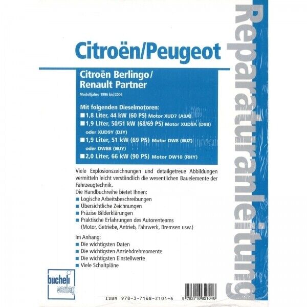 Thumbnail - Citroen Berlingo Dieselmodelle (1996-2006) Reparaturanleitung Bucheli
