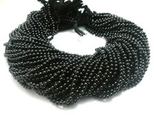 1 Strand Naturalny czarny spinel okrągły gładki 3,5 mm czarny spinel kulki koraliki 12 cali