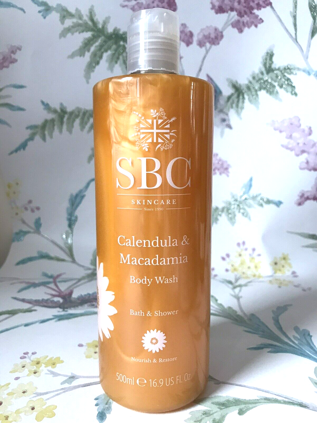 SBC Body Wash Bath & Shower Gel Calendula And Macadamia Soothing Vegan 500ml