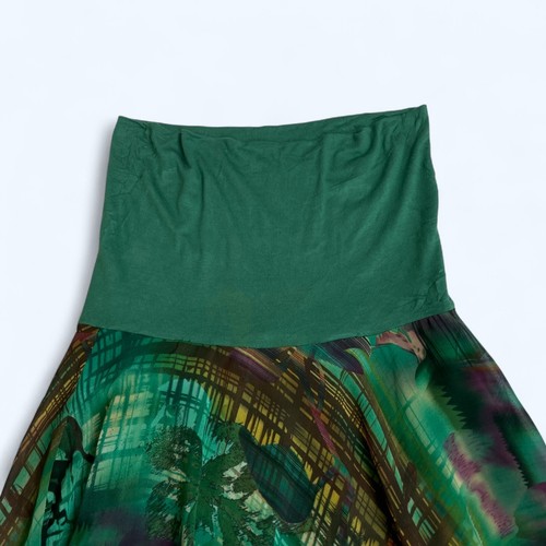 Falda LAPIS Anthropologie Verde Floral y Única Asimétrica Talla Maxi Boho - Imagen 2 de 9