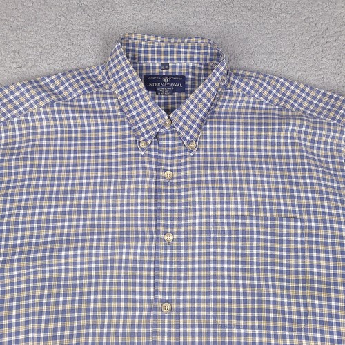 International Waters Hemd Herren XL blau kariert Button Down Kurzarm - Bild 2 von 12