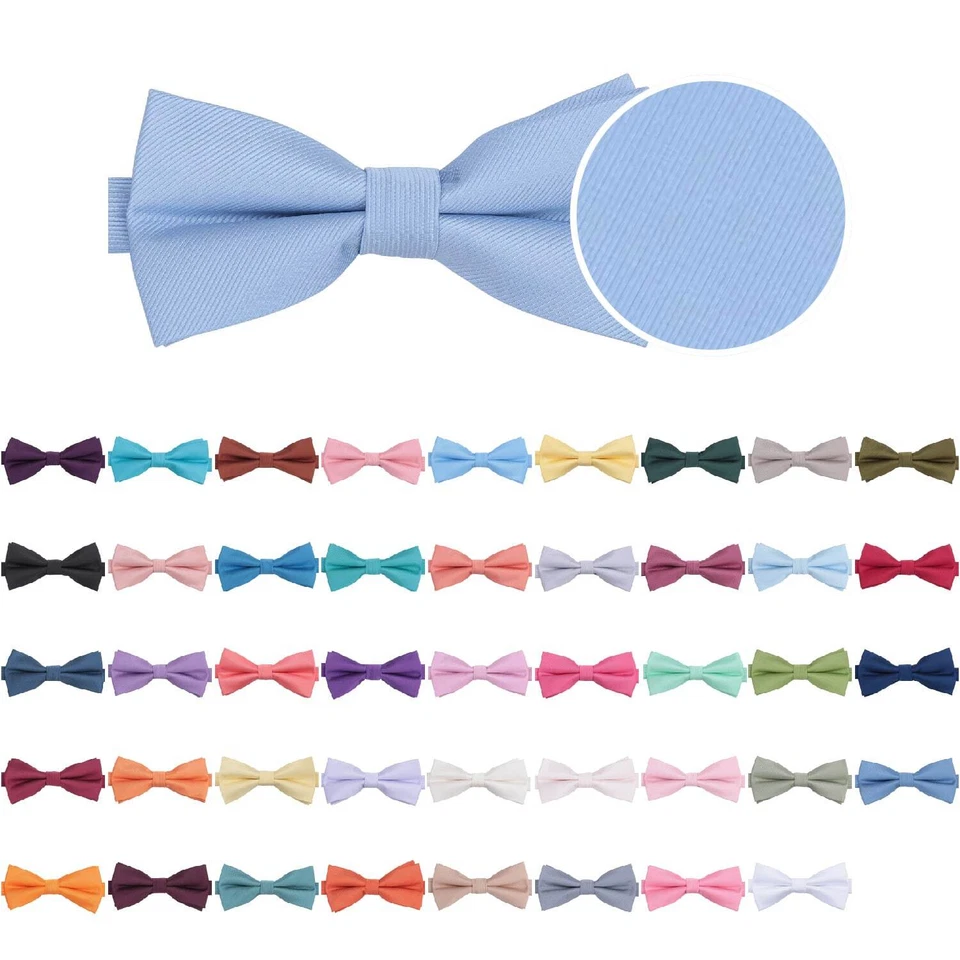 Mens Bow Tie Plain Twill Formal Casual Adjustable Pre-Tied Bowtie by DQT