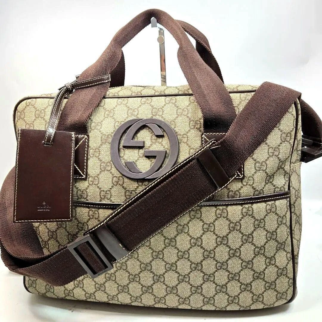 Gucci GG Supreme Homme Business Mallette Sac à Bandoulière Sac à Main PVC Cuir Occasion