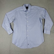 David Donahue Shirt Mens Size 17 Blue Button Up Long Sleeve