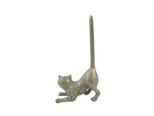 Antique Bronze Cast Iron Cat Extra Toilet Paper Stand 10"