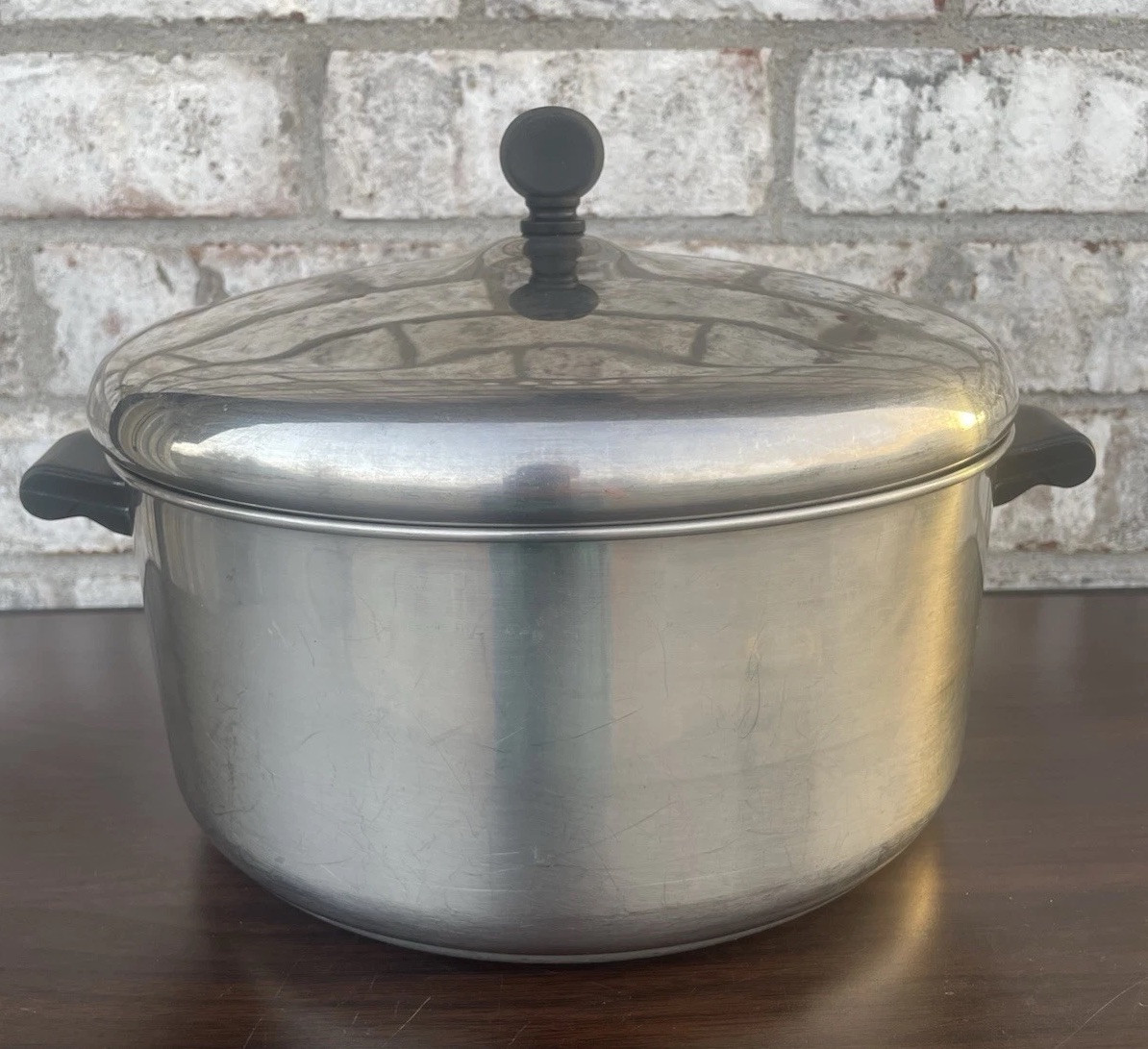 Vintage Farberware 6 Quart Aluminum Clad Stainless Steel Lidded Pot with Dual Handles