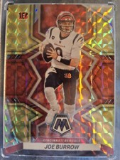 2022 Panini Mosaic Joe Burrow Red And Yellow Fusion Rookie Football Card No.... rookie card picture