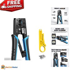 Heavy-Duty RJ11/RJ12 Crimper with Ratchet Safety Release for Precision Crimping