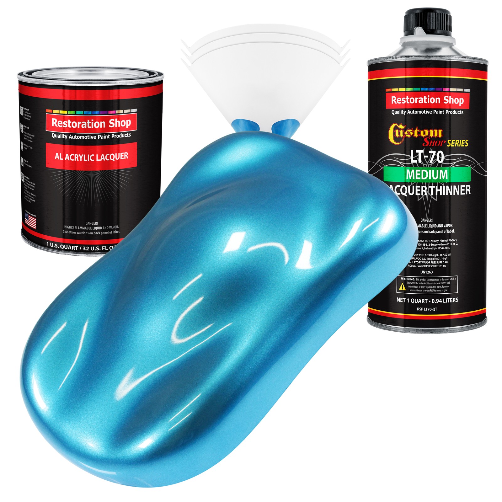 Electric Blue Metallic Acrylic Lacquer Quart Auto Paint Kit with Medium Thinner