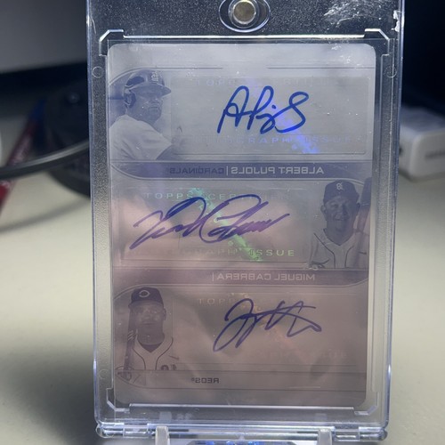 Miguel Cabrera, Joey Votto, Albert Pujols #TA-PCV — 2022 Topps Chrome Sonic Triple Autographs baseball card