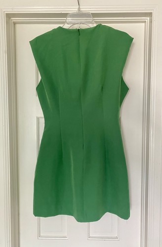 NWT GREEN ZARA SIZE S FITTED STRETCH SHORT DRESS WITH SHOULDER PADS - Picture 6 of 13
