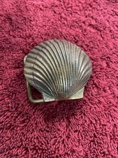 Brass Sea Shell Hippie Diver Surfer Seashell 1970s Vintage Belt Buckle