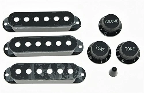 ST Strat Pickup Covers Knobs and 5 Way Switch Tip Cap Black - Picture 2 of 2