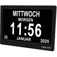 Große Digitale Uhr mit Wecker und Wanduhr für Senioren - Schwarz