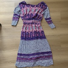 Free People Dress Midi Maxi Small Purple Open Back 3/4 Sleeve Boho Beachy 