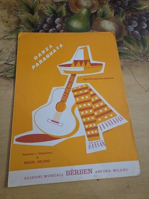 Agustin Barrios Mangore Danza Paraguaya For Classical Guitar Rare Sheet Music