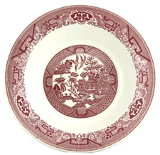 Willow Ware Royal China Red 9" Serving Bowl 2" Deep Ironstone Underglaze D52