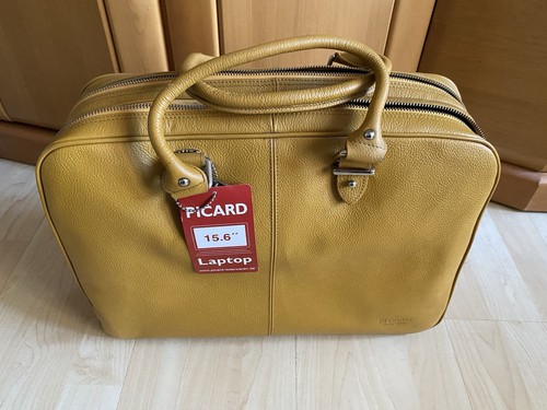 Vintage Laptoptasche Picard NEU Gelb 15.6" Rindleder - Bild 1 von 14
