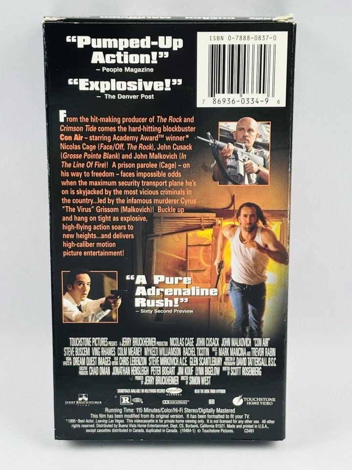 Con Air (VHS, 1997) Dark Comedy/Action/Thriller - Image 2 of 2