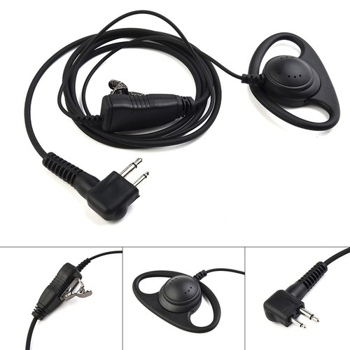 D earpiece Officer Security Two way Headset Microphone Patrol 2 Pin Black - Zdjęcie 3 z 9