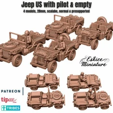 US Jeeps - United States Army - 28mm -  Eskice Miniature