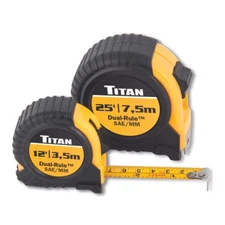 Titan 10903 Dual Rule Tape Measure Set, 2-Piece Combo, 12' & 25' Lengths