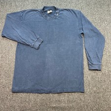 NikeShirt Sz XL Mens Blue Grunge Skater Mock Neck Embroidered Swoosh Made In USA