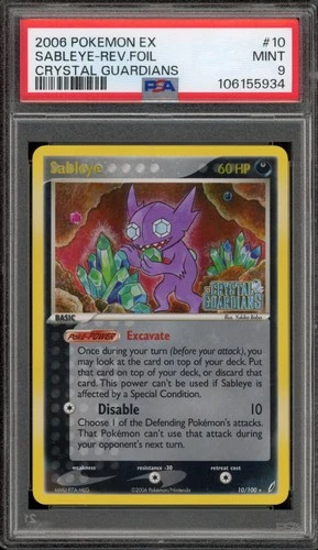Pokemon Sableye EX Crystal Guardians Reverse Holo Rare #10 PSA 9 Mint