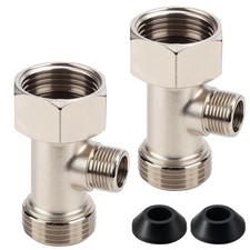 2 PCS Bidet T Adapter 3 Way T Valve Connector 7/8x7/8x3/8 Inch Metal Fitting