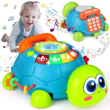 KWYZ Baby Toys 6-12 Months, Musical Turtle Crawling Baby Toys for 12-18 Months,