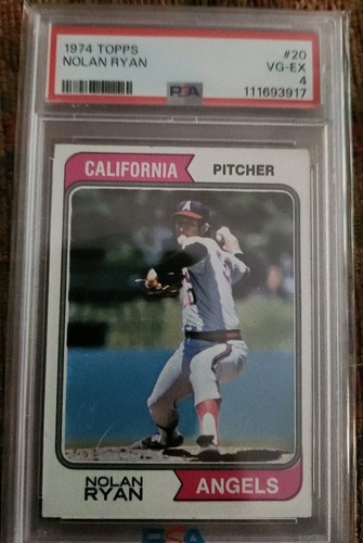 1974 Nolan Ryan Topps #20 PSA 4 Strikeout King, No-Hitters The Ryan Express