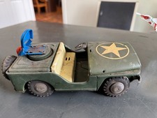 Vintage Tin Toy Military Jeep Made in Japan Army Jeep Litho Vehicle Mid Century