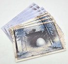 Christmas Cards Set of 4 Olde Winter Bridge Horse & Wagon Chris Cummings GC154