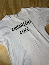 4 Quarters 4 Life T-Shirt Size L Funny Sports Football Basketball Slogan White
