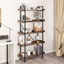 Vintage Industrial 5 Tier Rustic Shelving Unit Bookcase Storage Display Shelf