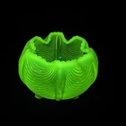 Fenton Drape Curtain Rose  Uranium Vaseline Glass Three Footed Bowl 5”