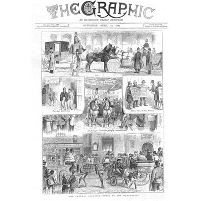 LONDON Szenen während der Wahl - antiker Druck 1880