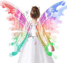 Electric Fairy Wings for Girls, Light up Moving Butterfly Wings with LED Lights