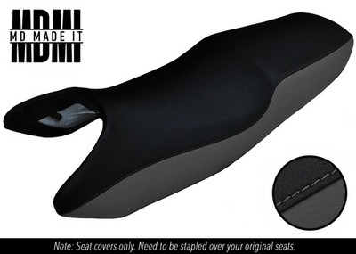 PASST ZU SUZUKI GS 500 01-09 MASSGEFERTIGTER GRIFF VINYL SITZBEZUG SCHWARZ & GRAU