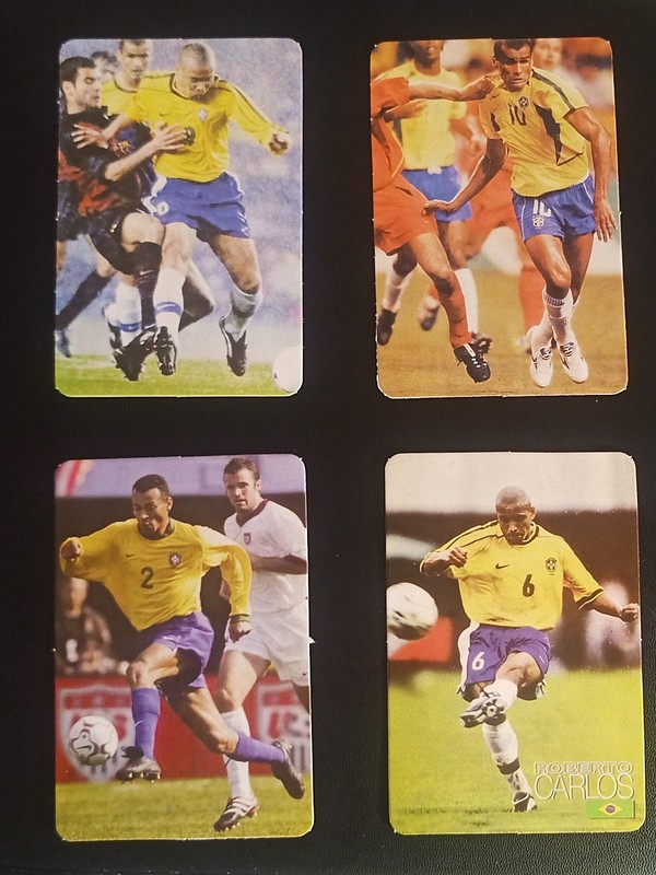 2001 RONALDO ROBERTO CARLOS RIVALDO CAFU BRAZIL NATIONAL 4 CARD 5 X 3.5 RARE
