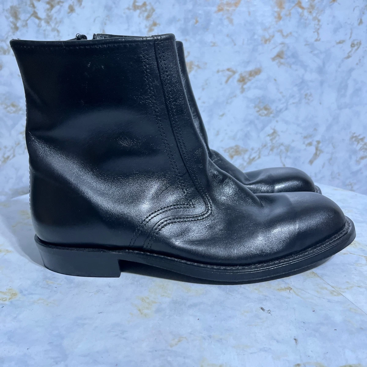 Double H WESTERN 3501 Mens Size 8.5D Steel Zipper Side Black Leather Ankle Boots Double-H Boots Zip Western Boots for Men for Sale | Shop New  main image 3