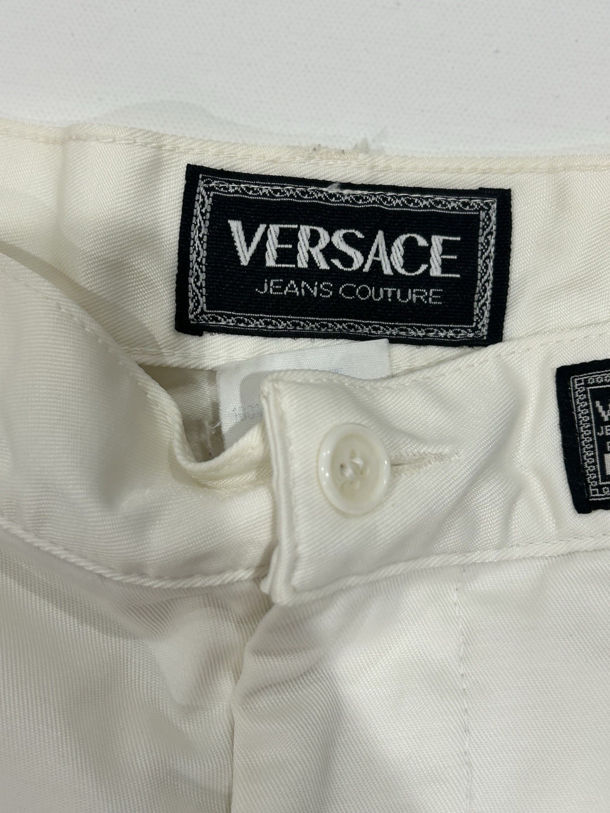 Vintage Versace Jeans Couture Women’s Pants In Ivory Size 34/38 (ITALY) Medusa