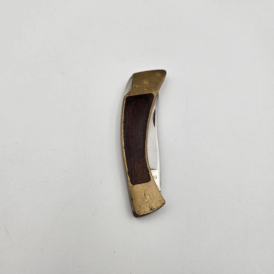 Navaja de Bolsillo Bronwing EE. UU. Mini Rastreador Latón Mango Madera 2" Bloqueo 2118F10 Foto 4 de 4