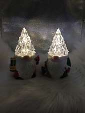 NEW 2-Pack Gnome Christmas Figurines with Lights 6.5 In. Tall Table Decor Statue