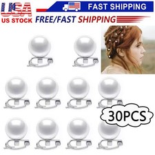 30Pcs Pearl Hair Clips Slide Bridal Accessory Geometric Snap Hairpins Barrette