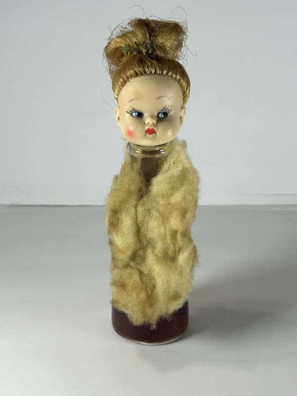 USED vintage Cecilias bubble bath Jar With Doll Head