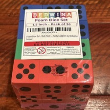 Foam Dice Set - Bulk Pack of 36, 1.5 Inch Large Assorted Colorful Foam Dice C...