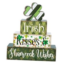 4 Pcs Farmhouse St. Patrick's Day Table Sign Irish Table Wood Fresh Style