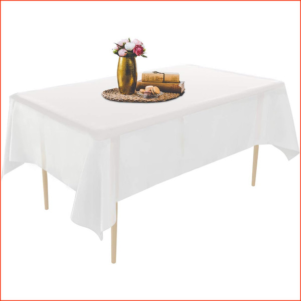 Einweg Tischdecke Kunststoff 137X274 Cm Rechteckig Weiß FüR Party Hochzeit-image
