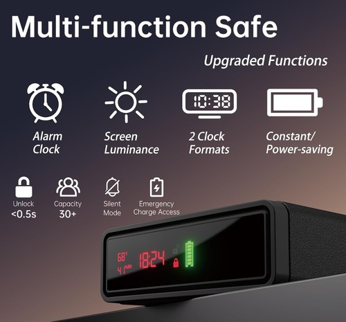 Cassaforte pistola biometrica elegante con allarme e display LED - aggiunta comodino perfetta - Foto 6 di 10